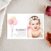 トロピカルバルーン シンプルなファーストバースデー  招待状