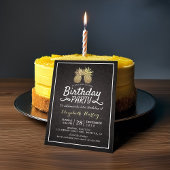 トロピカルバースデーパーティシックブラック金ゴールドパイナップル 招待状