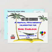 トロピカルバースデーパーティーの招待 インビテーションポストカード (正面/裏面)