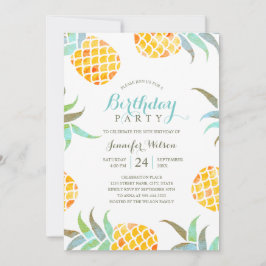 トロピカルバースデーパーティーサマーパイナップルビーチ 招待状