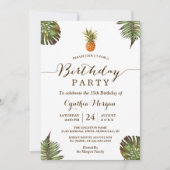 トロピカルバースデーパーティー – 夏のパイナップル葉の 招待状 (正面)