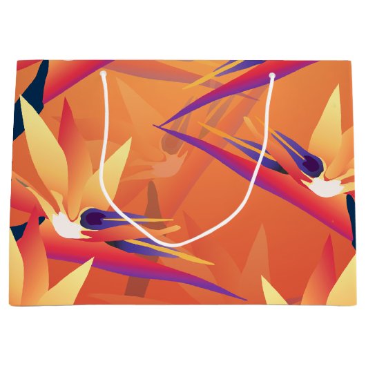 トロピカルバードオブパラダイスサンセットルアウ（ハワイ式宴会）抱き枕 ラージペーパーバッグ (正面)