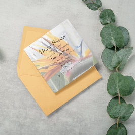 トロピカルバードオブパラダイスフローラブライダルシャワー 招待状