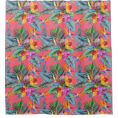 トロピカルバードオブパラダイス&オーキッド春ガーデン シャワーカーテン (正面)