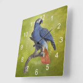 トロピカルバードヴィンテージオウムイラストレーション スクエア壁時計 (傾斜)