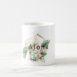トロピカルバード ピンクの蘭の花 アロハ コーヒーマグカップ