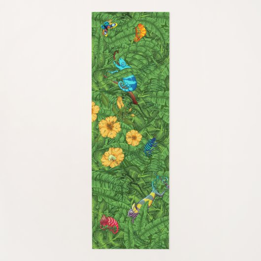 トロピカルバ葉ナナのカメレオンズハイビスカスフラワー ヨガマット (正面)