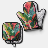 トロピカルバ葉ナナ 鍋つかみ&鍋敷きセット (正面/裏面)