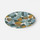 トロピカルパイナップルと葉 エキゾチックな誕生日パーティー ペーパープレート (アングル)