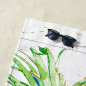 トロピカルパイナップルの名前、年、場所を追加 ビーチタオル (インサイチュ)