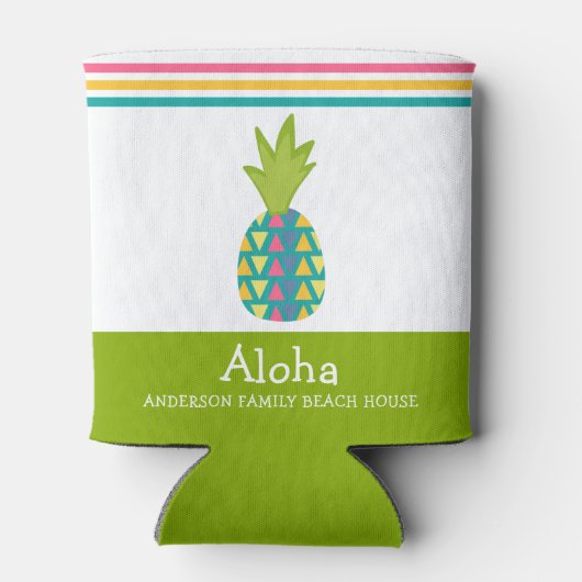 トロピカルパイナップルアロハビーチハウスルアウ（ハワイ式宴会）グリーン 缶クーラー (裏面)
