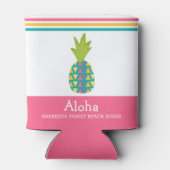 トロピカルパイナップルアロハビーチハウスルアウ（ハワイ式宴会）ピンク 缶クーラー (裏面)