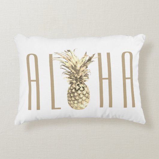 トロピカルパイナップルアロハ引用文タウペタイポグラフィ アクセントクッション (正面)