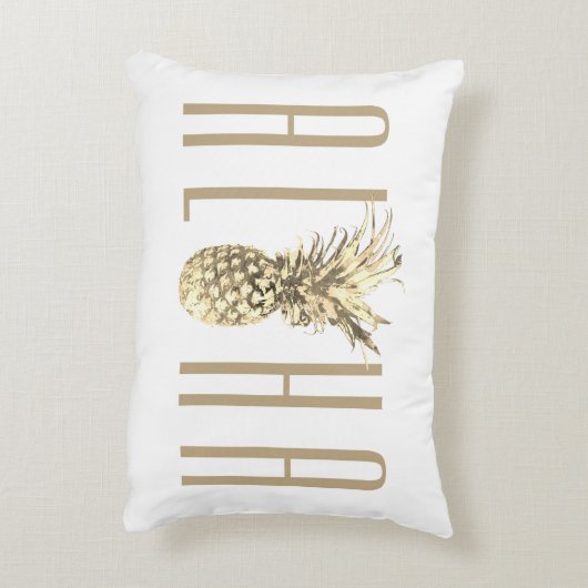 トロピカルパイナップルアロハ引用文タウペタイポグラフィ アクセントクッション (裏面(縦))