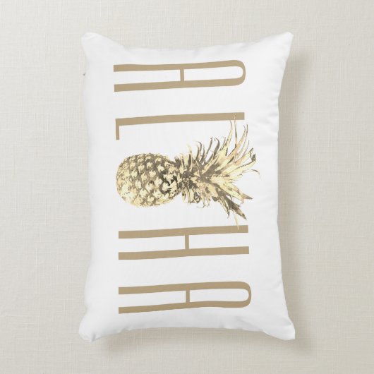 トロピカルパイナップルアロハ引用文タウペタイポグラフィ アクセントクッション (正面(垂直))