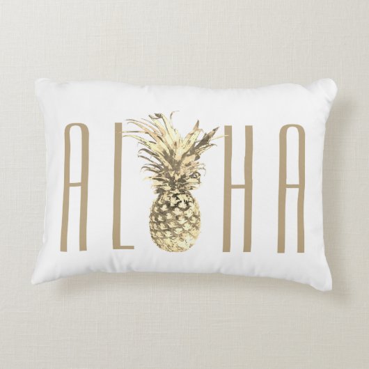 トロピカルパイナップルアロハ引用文タウペタイポグラフィ アクセントクッション (裏面)