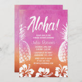 トロピカルパイナップルウォータービーチブライダルシャワー 招待状 (正面/裏面)