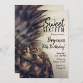 トロピカルパイナップルエレガントビーチスウィート16パーティー 招待状 (正面/裏面)