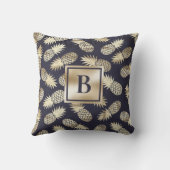 トロピカルパイナップルガーリー金ゴールド海軍 クッション (裏面)