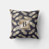 トロピカルパイナップルガーリー金ゴールド海軍 クッション (正面)