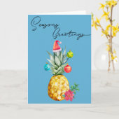 トロピカルパイナップルクリスマスシーズン挨拶 カード (黄色い花)