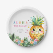 トロピカルパイナップルサマーアロハ1st誕生日パーティー ペーパープレート (正面)