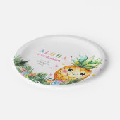 トロピカルパイナップルサマーアロハ1st誕生日パーティー ペーパープレート (アングル)