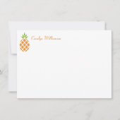トロピカルパイナップルシンプル名前をカスタムするシック ノートカード (正面)