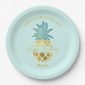 トロピカルパイナップルスイート16ハッピーバースデーID922 ペーパープレート (正面)