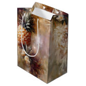 トロピカルパイナップルスパークル ブライダルシャワー ミディアムペーパーバッグ (裏面アングル)