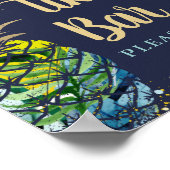 トロピカルパイナップルネイビーブルーハワイバーサイン ポスター (角)