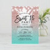 トロピカルパイナップルバラ金ゴールドアクアティール（緑がかった色）スウィート16 招待状 (スタンド正面)