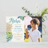 トロピカルパイナップルビーチルアウ誕生日写真 招待状 (スタンド正面)