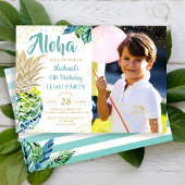 トロピカルパイナップルビーチルアウ(ハワイ式宴会)誕生日写真 招待状