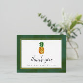 トロピカルパイナップルビーチ結婚式ありがとうございました実在 箔招待状ポストカード (立ち正面)