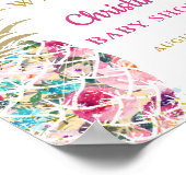 トロピカルパイナップルピンクフローラベビーシャワーへようこそ ポスター (角)