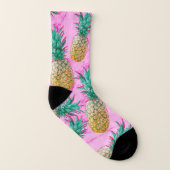 トロピカルパイナップルピンクマーブルシックトレンディー ソックス (左内側)