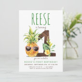 トロピカルパイナップルファースト誕生日招待状 招待状 (スタンド正面)