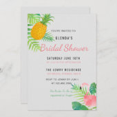 トロピカルパイナップルフラミンゴブライダルシャワー招待状 招待状 (正面/裏面)