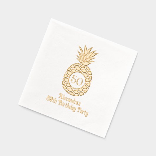 トロピカルパイナップルフレーム誕生日パーティー 箔ナプキン (左)