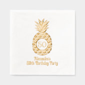 トロピカルパイナップルフレーム誕生日パーティー 箔ナプキン (正面)