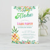 トロピカルパイナップルフローラルアウ（ハワイ式宴会）30歳の誕生日 招待状 (スタンド正面)