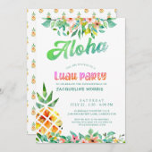 トロピカルパイナップルフローラルアウ（ハワイ式宴会）30歳の誕生日 招待状 (正面/裏面)
