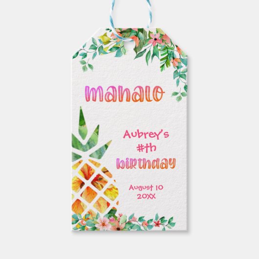 トロピカルパイナップルフローラMAHALOありがとう ギフトタグ (正面)