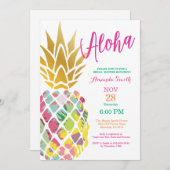 トロピカルパイナップルブライダルシャワー招待 招待状 (正面/裏面)
