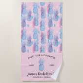 トロピカルパイナップルプリントバチェロレッテ週末 ビーチタオル (正面)