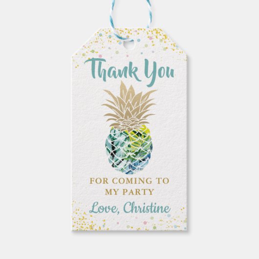 トロピカルパイナップルベビーシャワーありがとうギフトラベル ギフトタグ (正面)