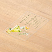 トロピカルパイナップルマルティニカクテルブライダルシャワー アクリル招待状 (レイダウン)