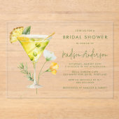 トロピカルパイナップルマルティニカクテルブライダルシャワー アクリル招待状 (正面)