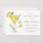 トロピカルパイナップルマルティーニカクテルバースデーパーティー 招待状 (正面)
